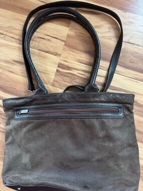 Perlina Brown Suede and Leather Tote Bag